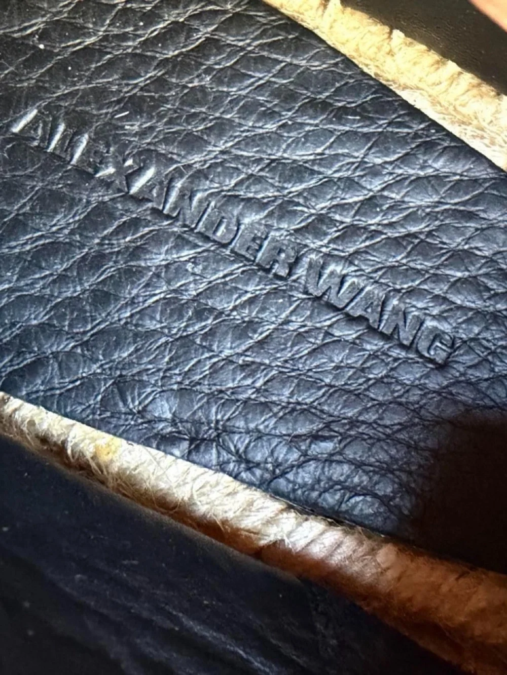 NEW Alexander Wang Black Leather Espadrille Loafer with Gold Ring size 37